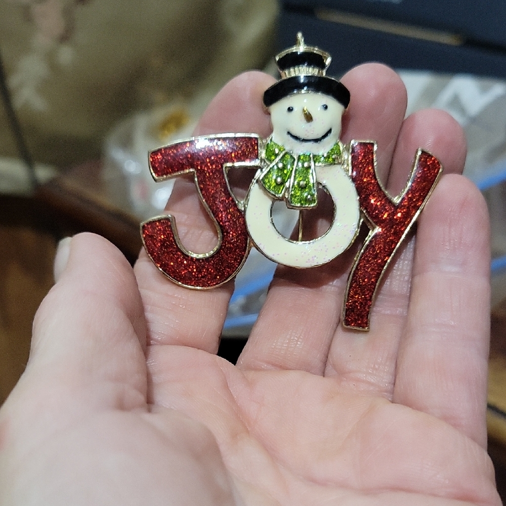 Festive Snowman Joy Brooch